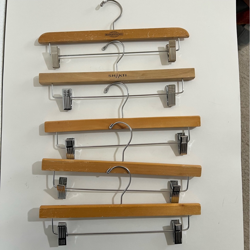 5 Wood Pant Skirt Clothes Hangers Unisex